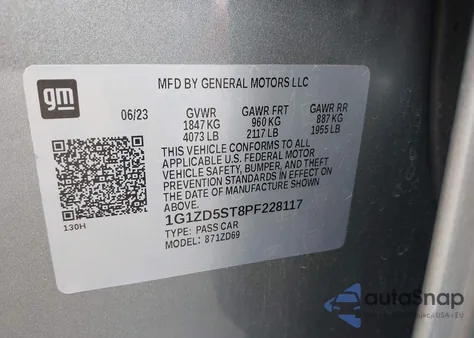 2023 Chevrolet Malibu Fwd 1Lt from USA, damaged, VIN 1G1ZD5ST8PF228117